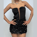 Sweetheart neck glitter mini dress  | Festival Outfits Women