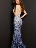 Sequins Gradient V-neck Backless Bandage Formal Dress Banquet Maxi Dresses