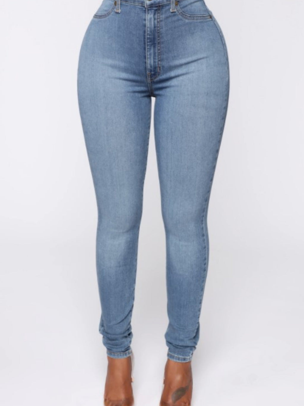 Water-washed Distressed Whitening Stretch High-waisted And Slimming Pencil Pants Jeans