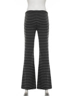 Striped Color Blocking Straps Flared Pants