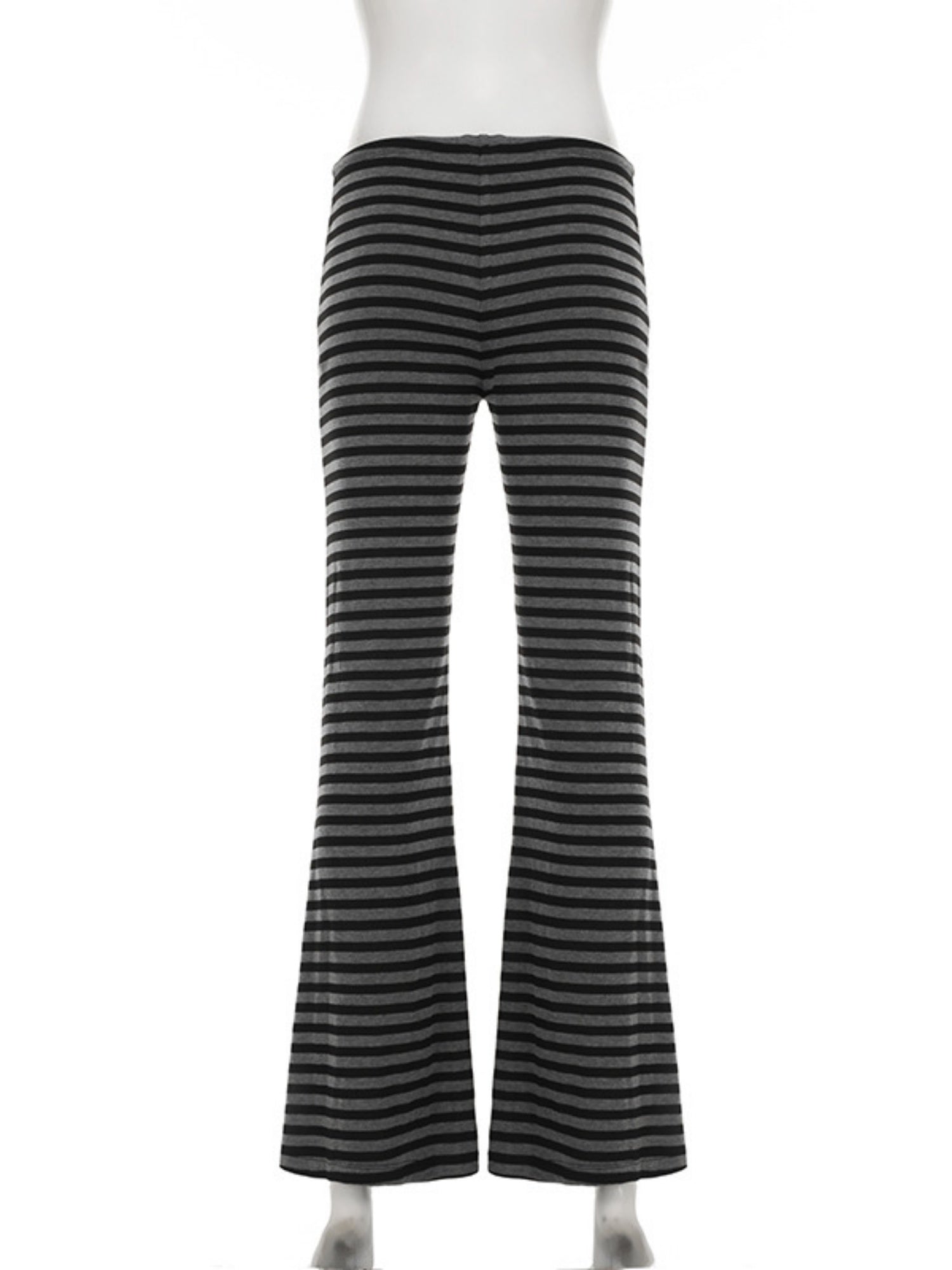 Striped Color Blocking Straps Flared Pants