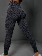 Leopard Print Abdominal Tightening And Buttock Lifting Seamless Fitness Exercise Pants