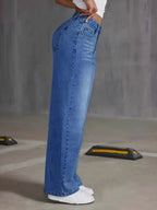 Casual Loose-fitting Washed Denim Trousers