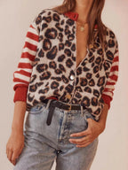 Leopard Stripes Splicing Cardigans