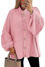 Button Up Balloon Sleeves Sweater Cardigan