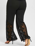 Slim-fitting, Loose-fitting, Comfortable Cropped Trousers With Lace Trim And Cutout Details
