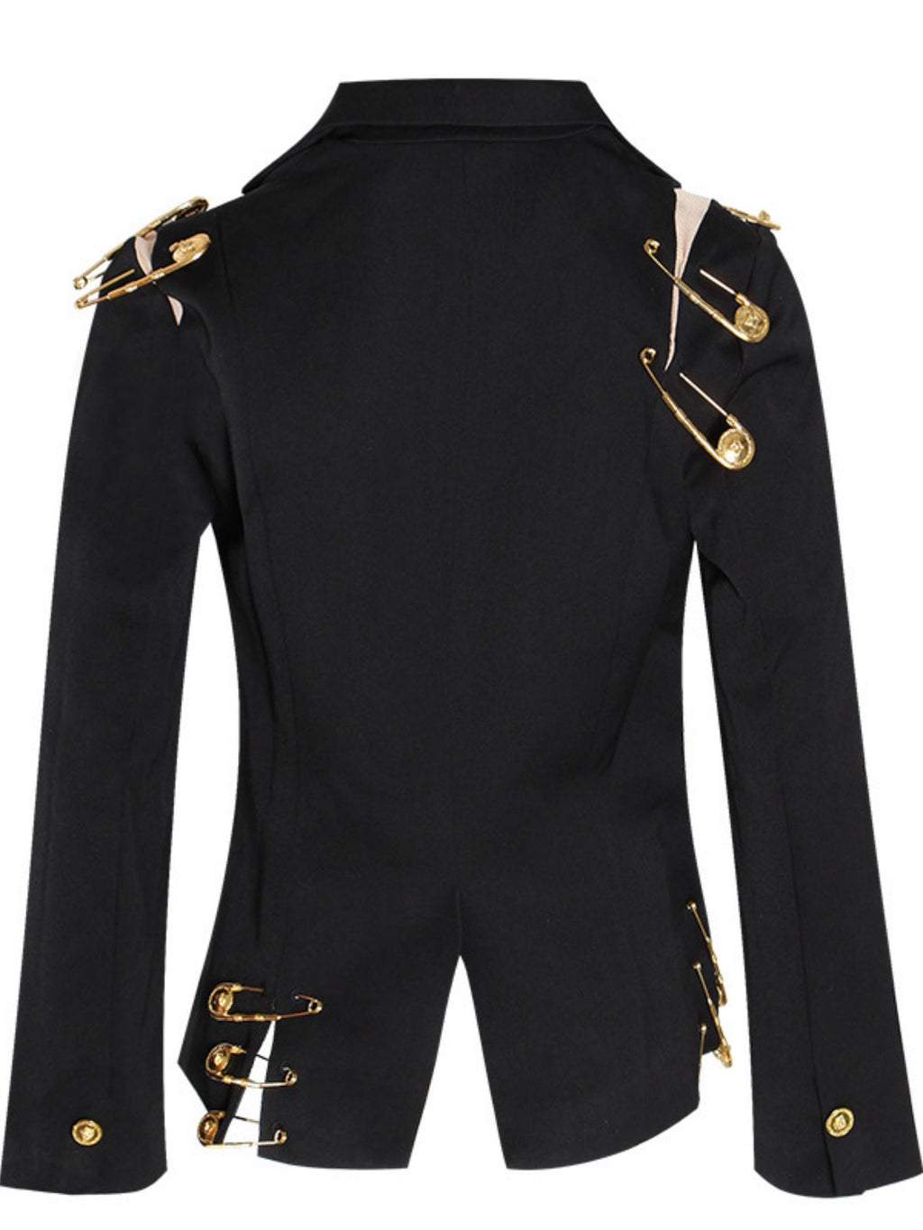 Large Safety Pin Decoration Long-sleeved Fitted Blazers