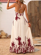 Camisoles Backless Printed Retro Vacation Maxi Dresses