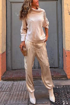 Casual Pocketed Cargo Satin Jogger Pants