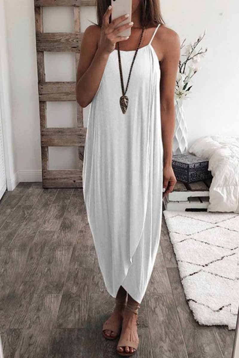 Draped Crossover Spaghetti Strap Tulip Hem Knit Maxi Dress