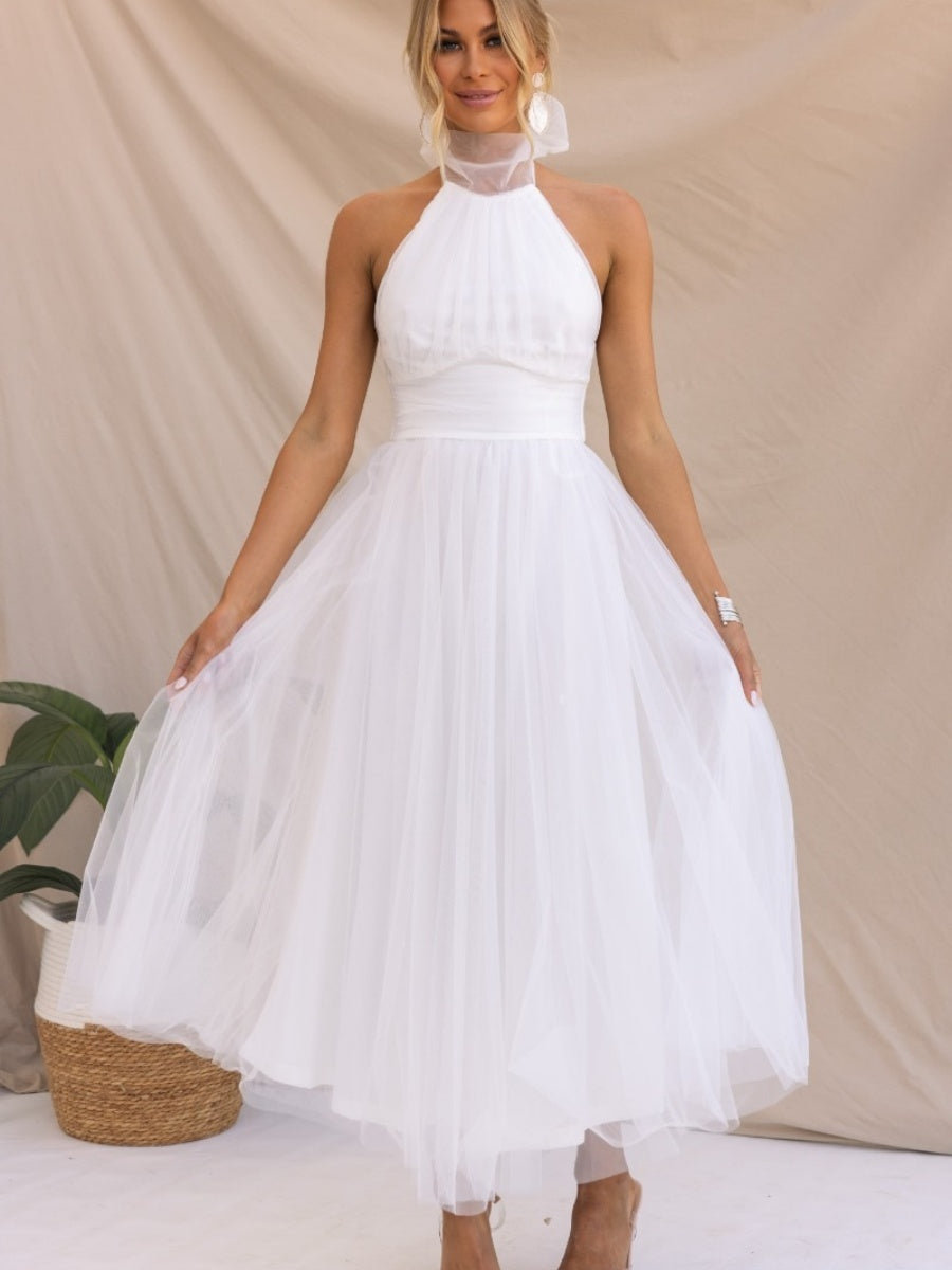 Halter Mesh Formal Dress Maxi Dresses