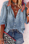 Long Sleeves Button Up Unique Print Shirt