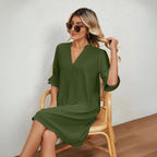 Annette Exclusive Dress with a V Neck Everyday Luxe Edit