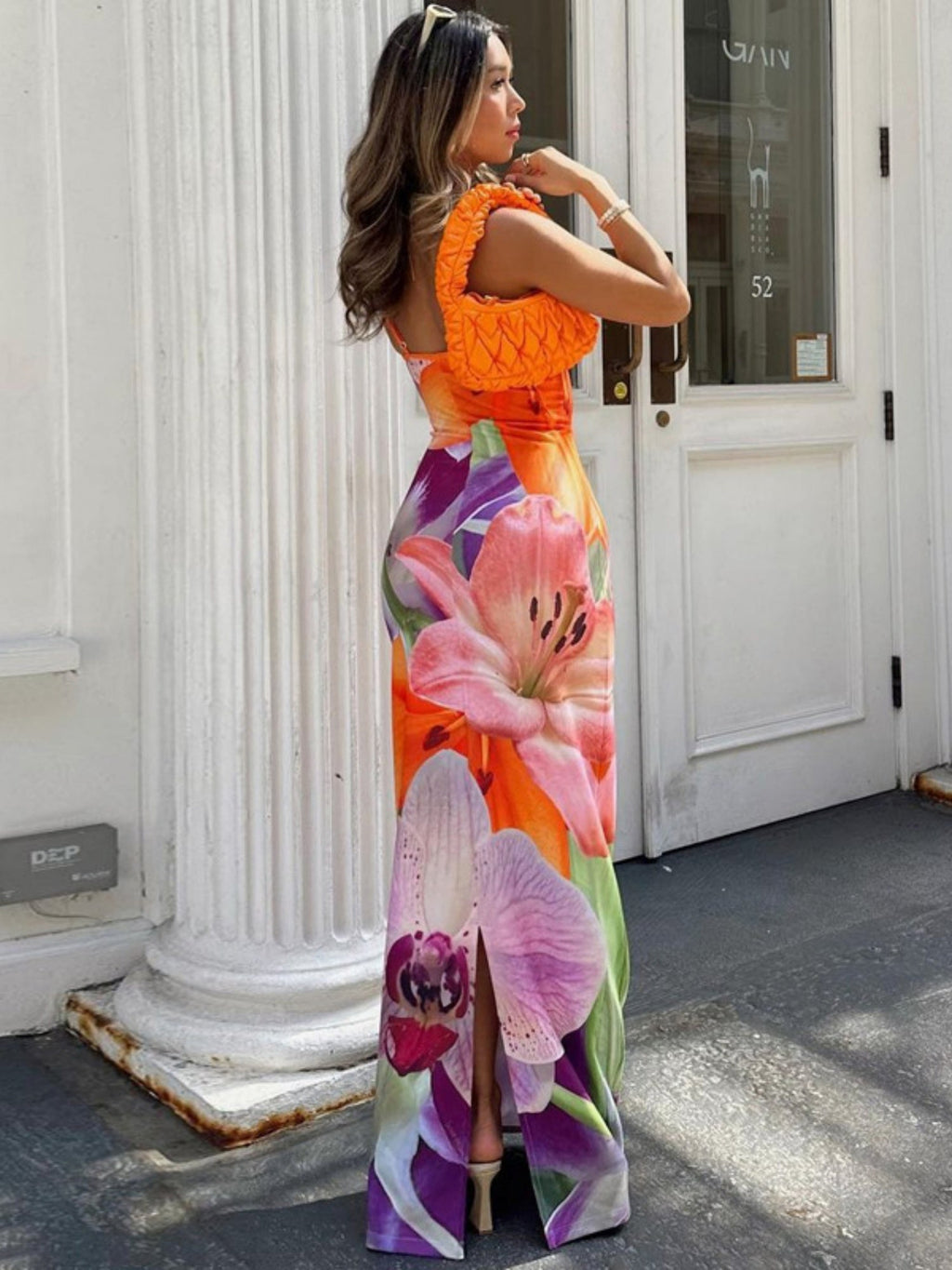 Floral Print Suspenders Maxi Dresses