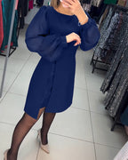 Catalina Chic Dress Stylish Lantern Sleeves Silhouette Collection