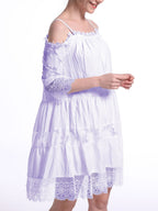 Lace Trim Hollow Out Splicing Spaghetti Strap Off-shoulder Mini&Short Dresses