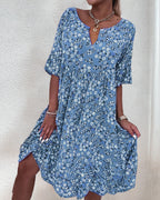 Victoria Aesthetic Half Sleeved Dress Made of Floral Cotton Material Chic Silhouette Collection