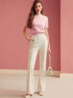 Solid Color Color Blocking Patchwork Women's Basic Top