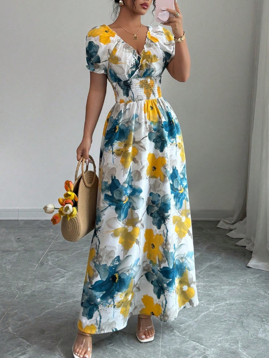 V-neck Floral Grace Maxi Dresses