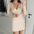 Amalberga Aesthetic Heidi Mode Sequin Dress with V Neck Statement Occasion Edit