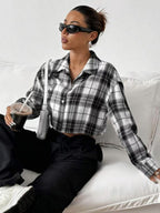 Cardigan Cropped Coat Plaid Shirts