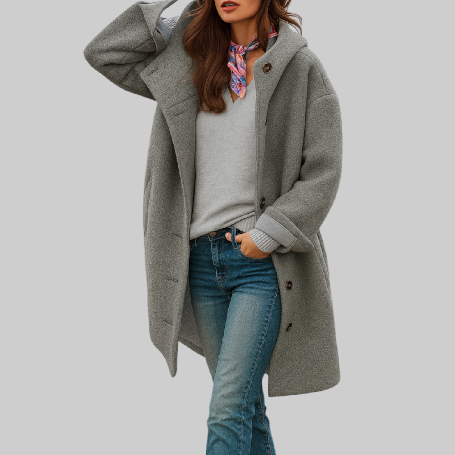 | Cozy mid-length coat