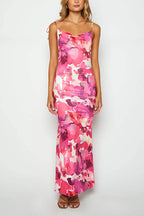 Tie Shoulder Backless Printed Maxi Cami Dress