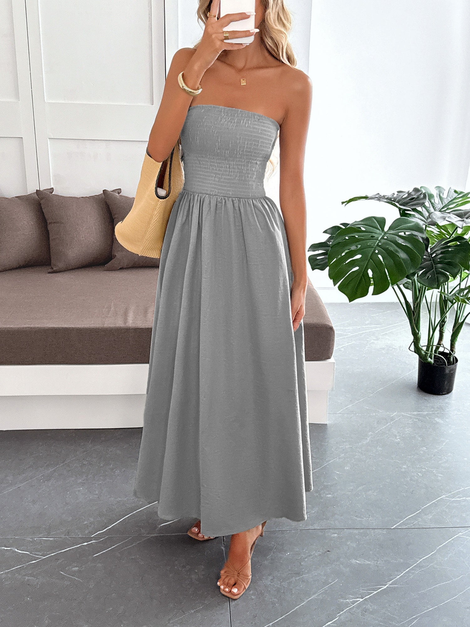 Strapless Waist Corset Maxi Dresses