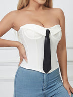 Tie Cuff Fishbone Chest Wrap Slim Waist And Sexy Tank Tops&Camis
