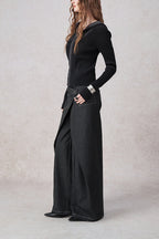 Swinging Symphony Fake Two-Piece Wide-Leg Jeans