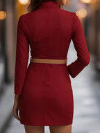Grace White Hip-hugging Stand Collar Commuting Mini&Short Dresses