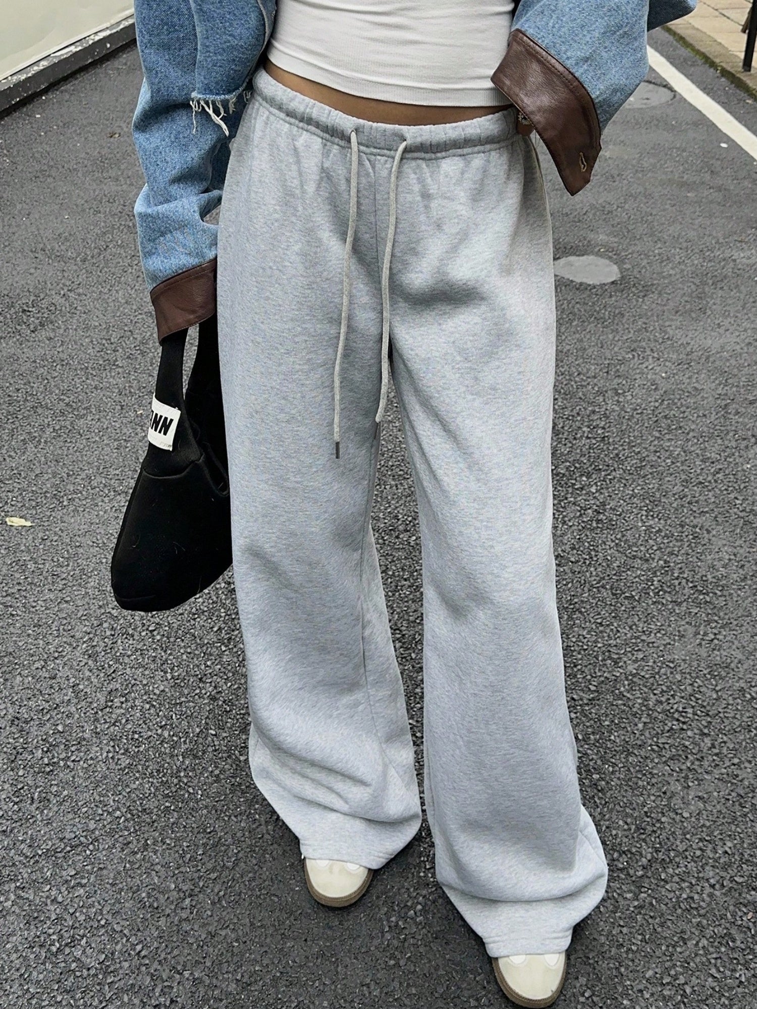 Drawstring Relaxed Exercise Mid-low Waist Sweatpants