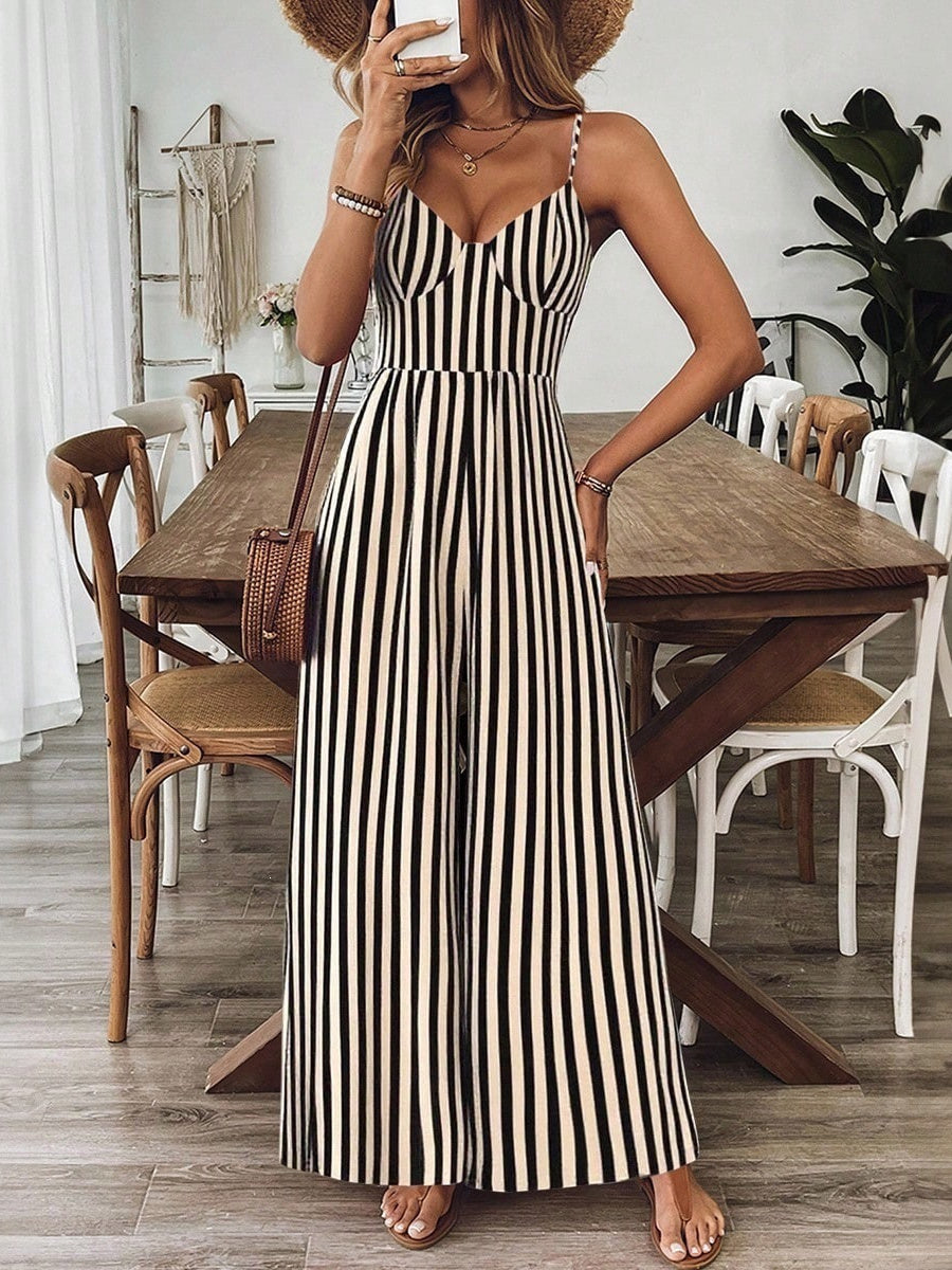 Retro Print Loose Jumpsuit