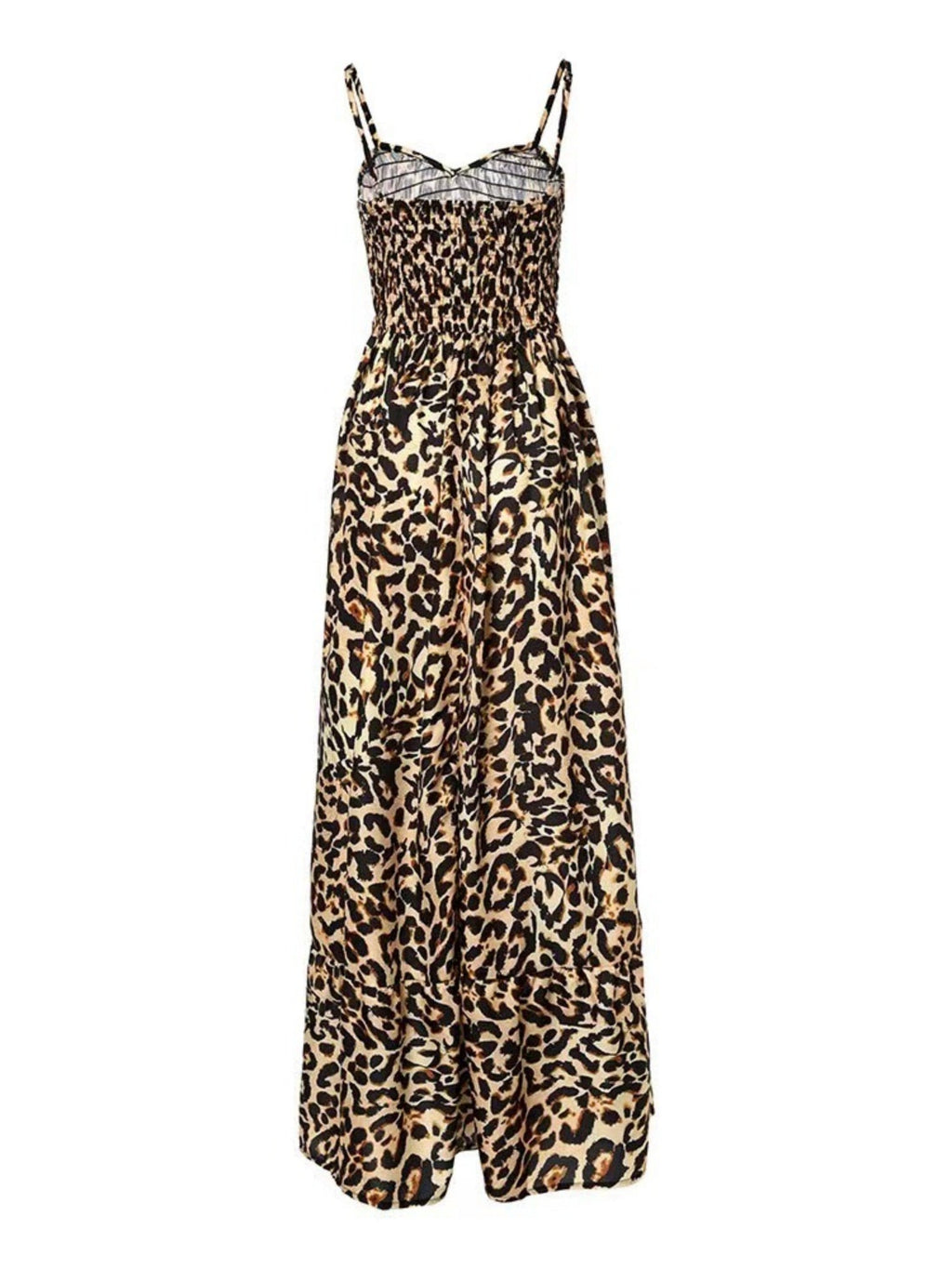 Leopard Print Spaghetti Strap Backless High-waisted And Slimming Maxi Dresses