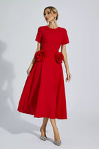 Sol Premium Grace Short Sleeved Midi Dress with Floral Evening Wear Edit