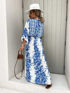 V-neck Short-sleeved Printed Maxi Dress