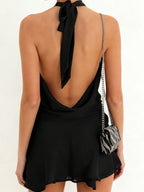 Deep V Swing Collar Chiffon Halter Reunion Mini&Short Dresses