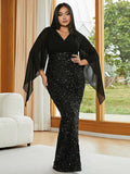 Cloak Style Chiffon Hip-hugging Formal Dress Maxi Dresses