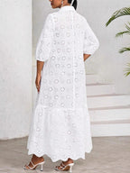Loose-fit Trim Hollow Midi Dresses