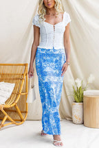 High Rise Floral Print Maxi Skirt
