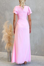 Flare Sleeves Lace Splice Maxi Dress