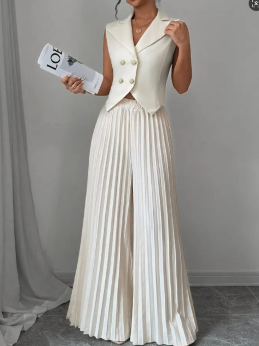 Pleated Pants Vest Grace Commuting Set 2-piece Sets
