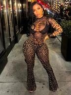 Leopard Print High-waisted 2-piece Sets