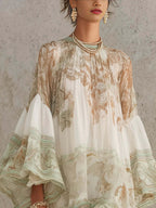 Ruffled, Vacation-style Loose-fitting, Flowy Short Dress