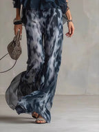 Sleeveless Camisoles Jacket Printed Loose-fit Leggings Chiffon Set 2-piece Sets
