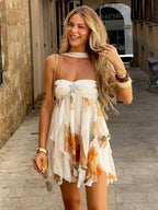 Halter Neck, Backless, Irregular Hem Mini&Short Dresses