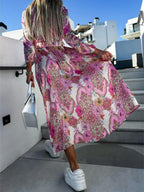 Printed Belts Wrap-up Maxi Dresses