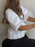 White Puff Sleeves T-shirts