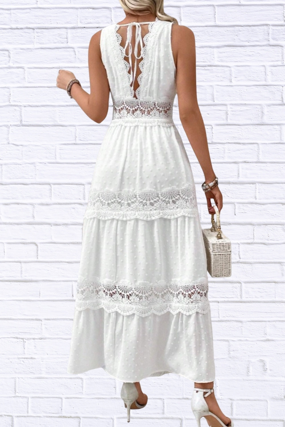 Plus Size Lace Swiss Dot Maxi Dress | Elegant & Flowy