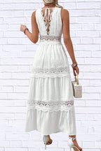 Plus Size Lace Swiss Dot Maxi Dress | Elegant & Flowy
